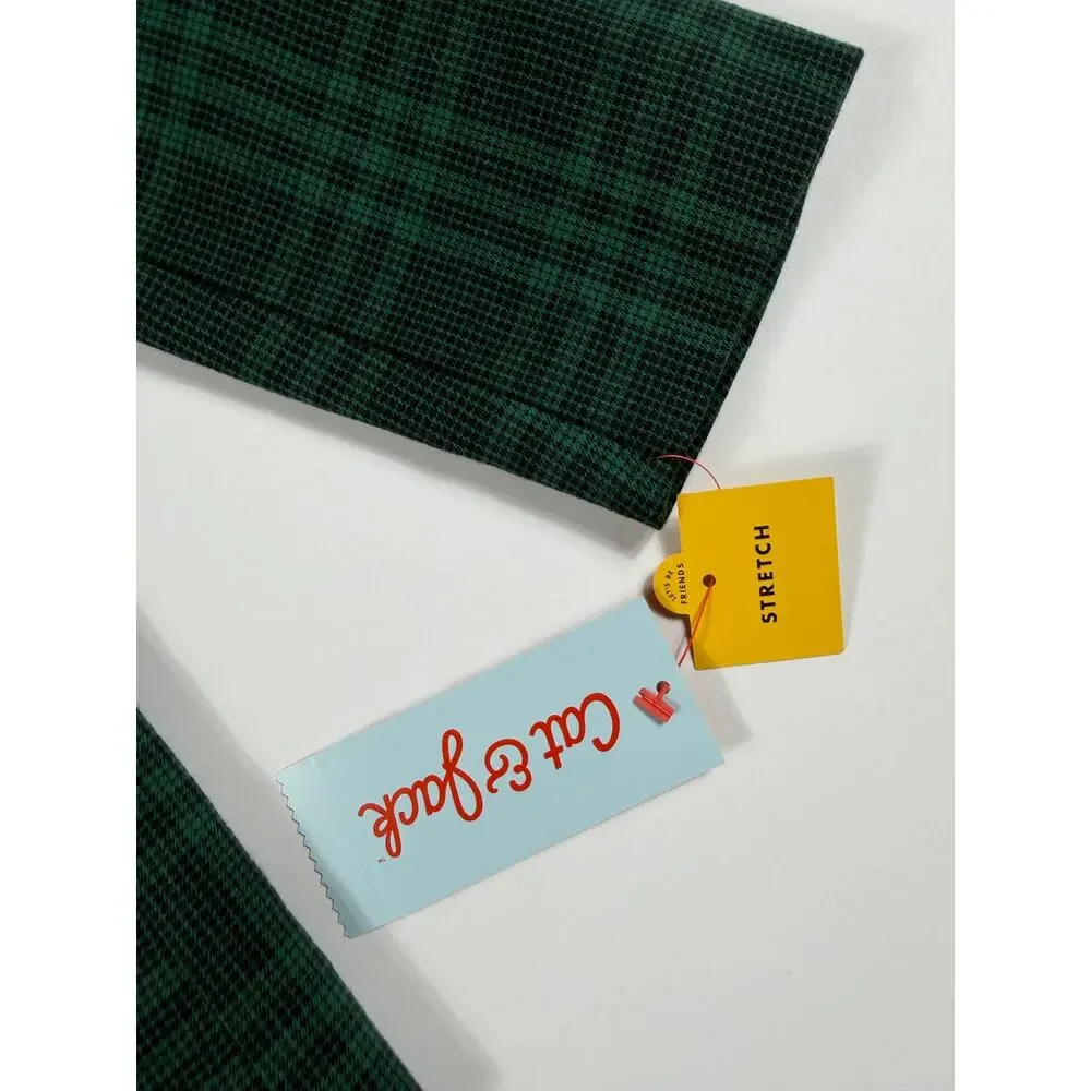 NEW Cat & Jack Boys Plaid Suit Blazer Green Stretch Jacket Size 7